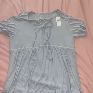 American Eagle baby blue baby doll shirt NWT